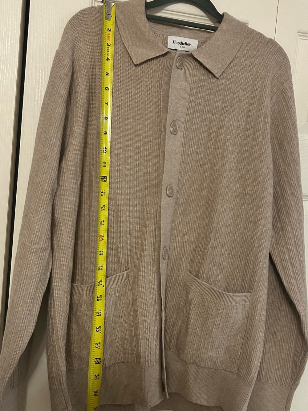 Goodfellow & Co Mens Cardigan sweater polo oatmeal Medium new without price tag